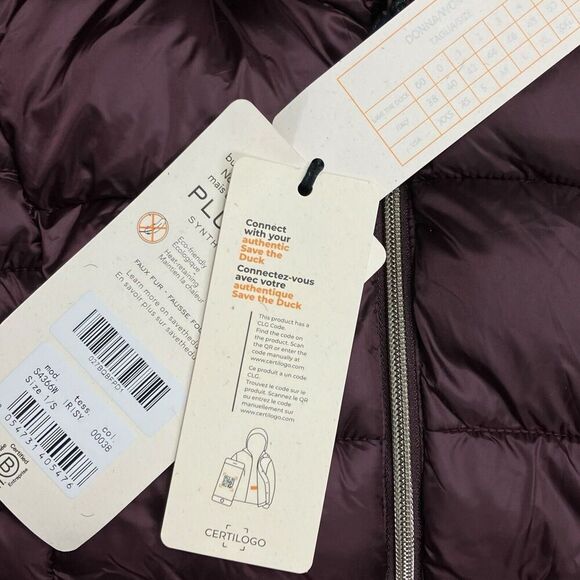 Save The Duck Caroline Womens S Burgundy Puffer Coat Faux Fur Long Iris Full Zip - Picture 2 of 7